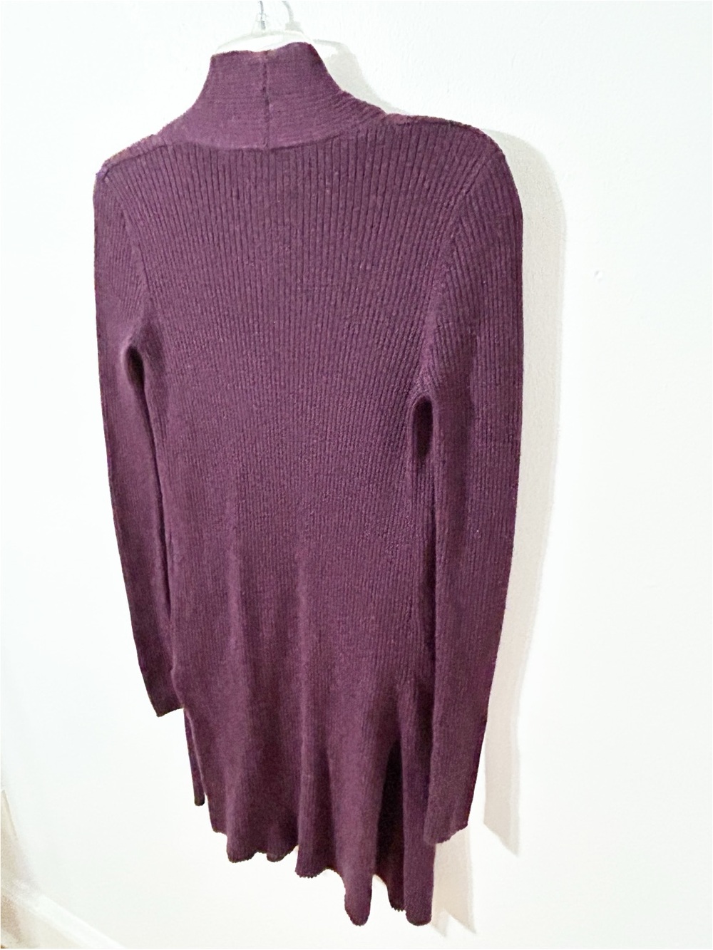 Max Studio Plum Open-Front Ribbed Cardigan - Picture 4 of 8